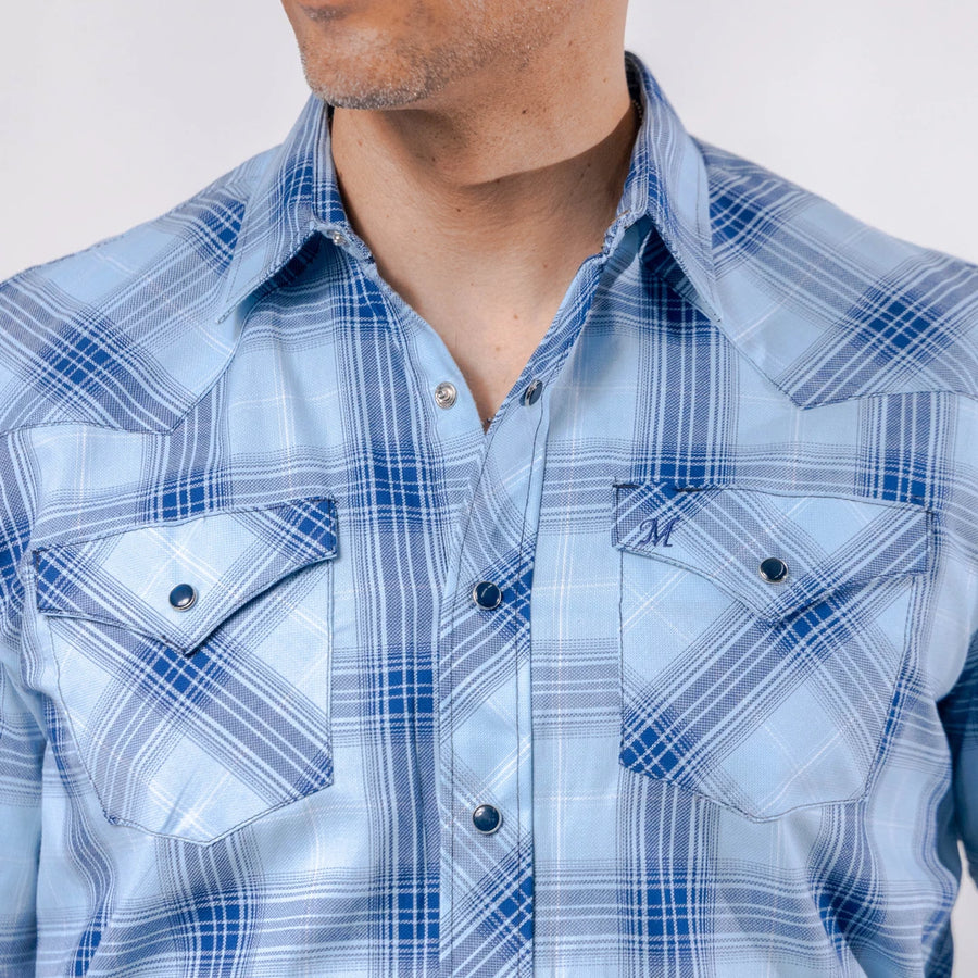 Camisa 1800 West Cuadros Azul/Celeste 017