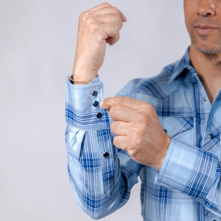 Camisa 1800 West Cuadros Azul/Celeste 017