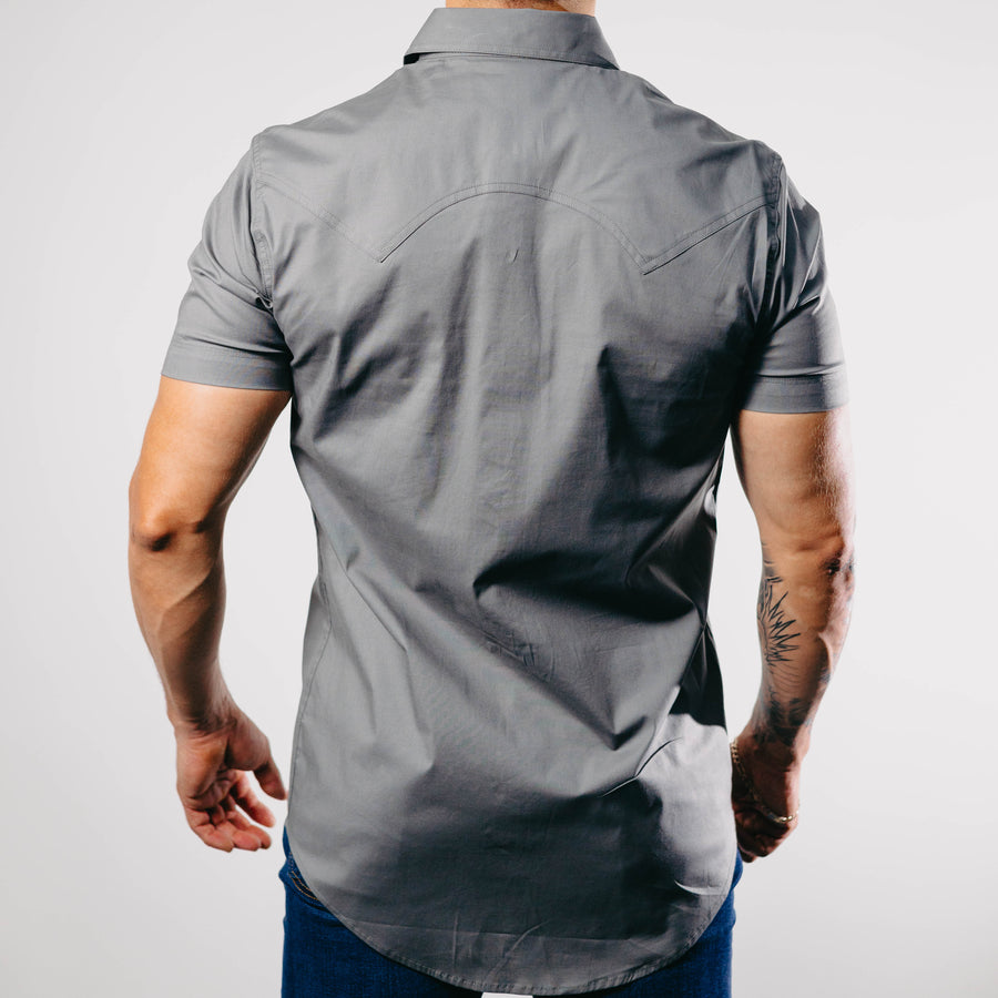 Camisa Rock&Roll Manga Corta Bordada Charcoal 007