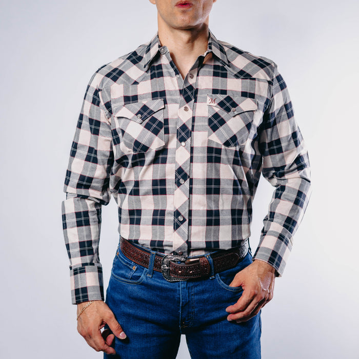 Camisa 1800 West Cuadros Azul/Gris 001