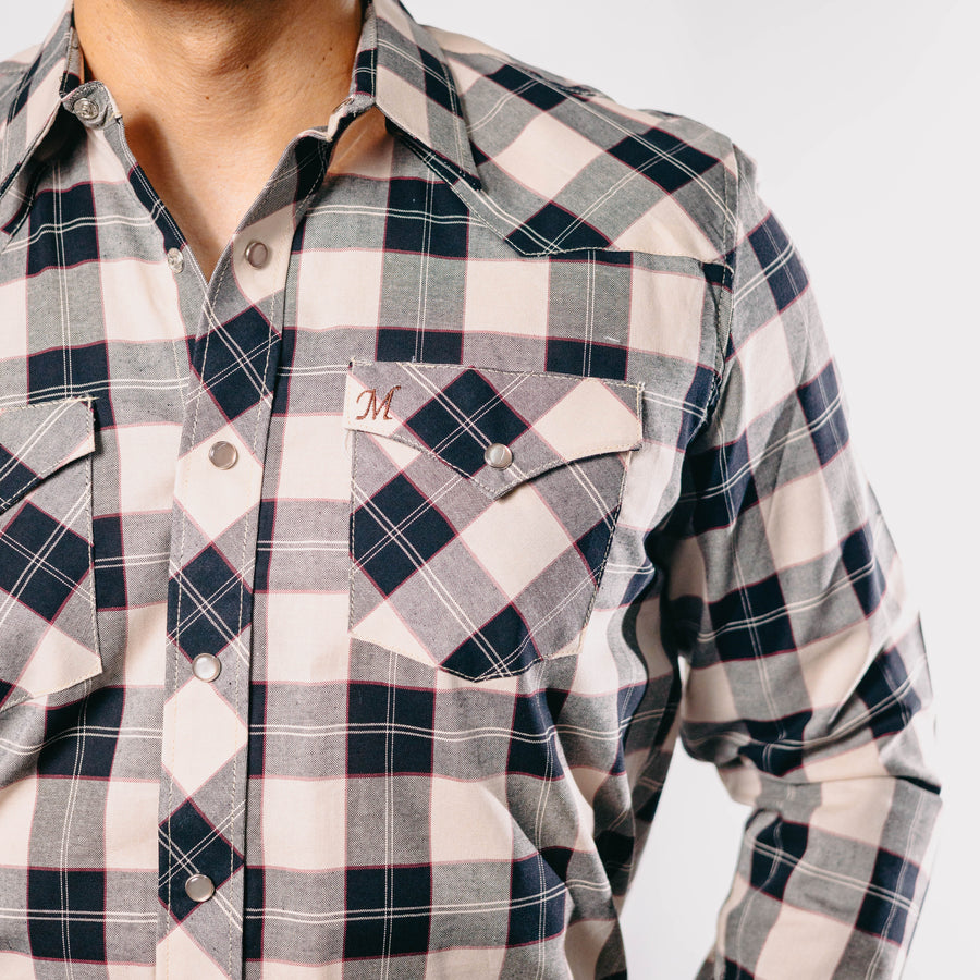 Camisa 1800 West Cuadros Azul/Gris 001