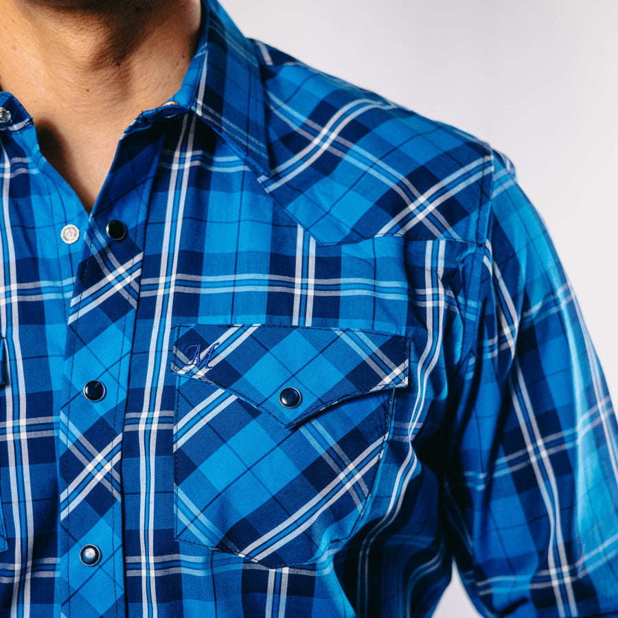 Camisa 1800 West Cuadros Azul 002
