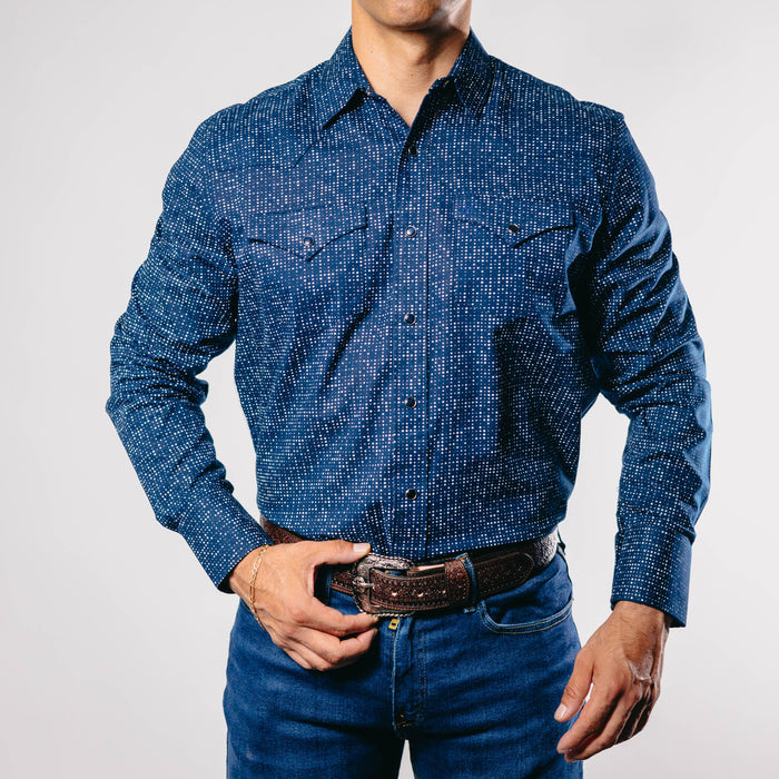 Camisa 1800 West Estampada Azul 003