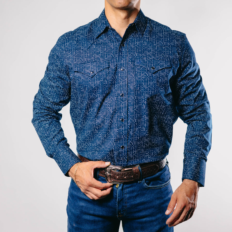 Camisa 1800 West Estampada Azul 003