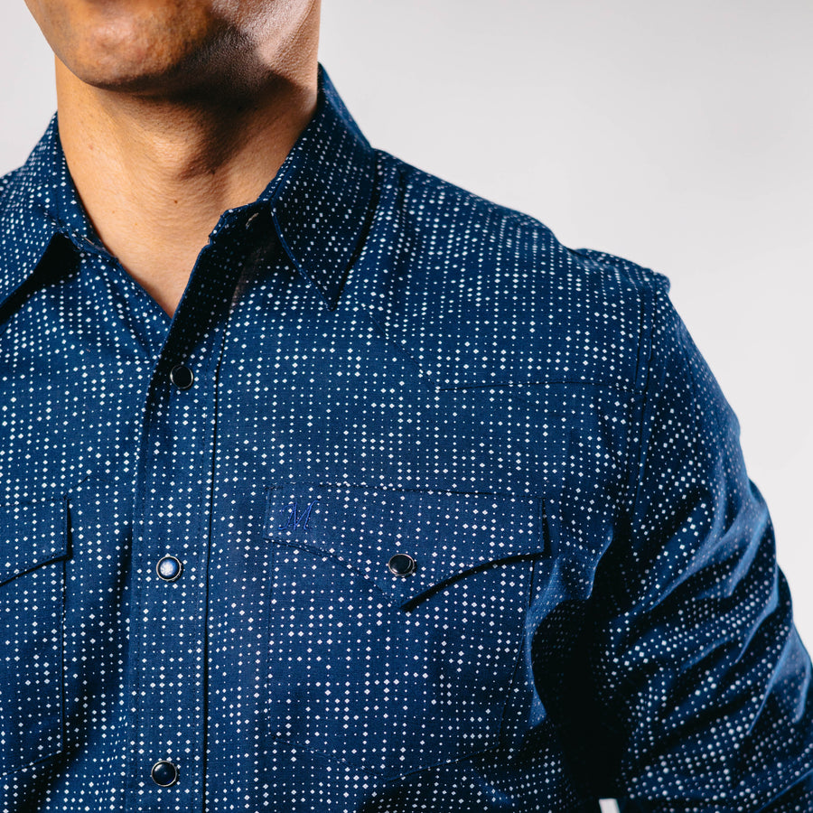 Camisa 1800 West Estampada Azul 003