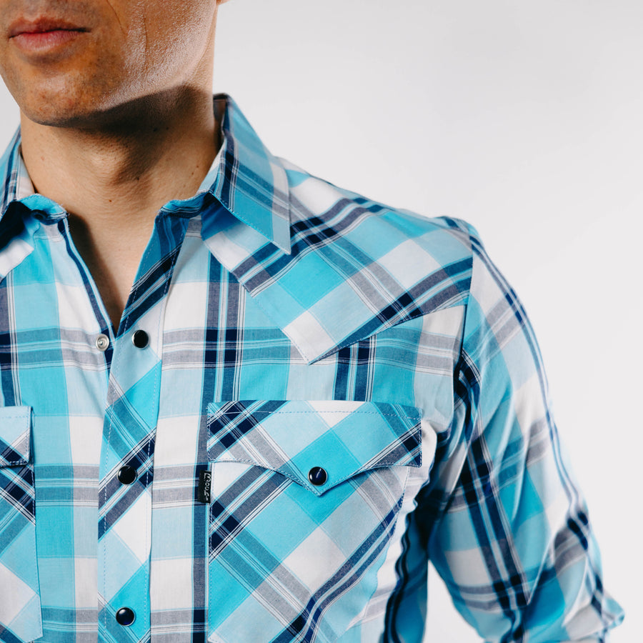Camisa Bochi Cuadros Celeste/Azul 010