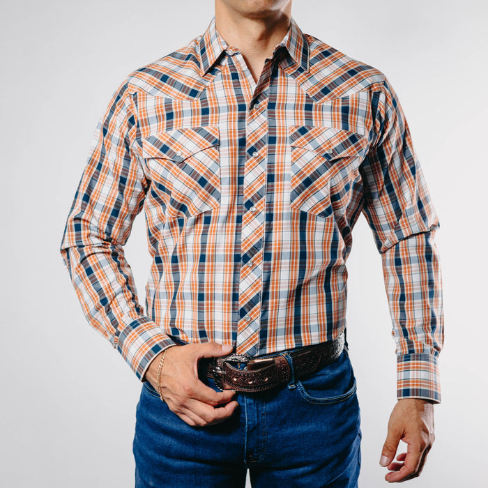 Camisa Hannover Cuadros Negro Naranja 297