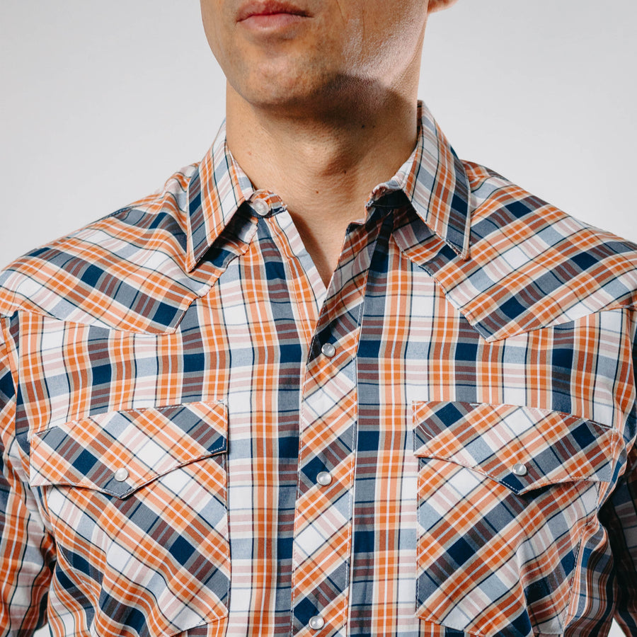 Camisa Hannover Cuadros Negro Naranja 297