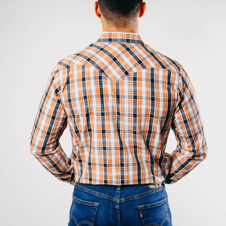 Camisa Hannover Cuadros Negro Naranja 297