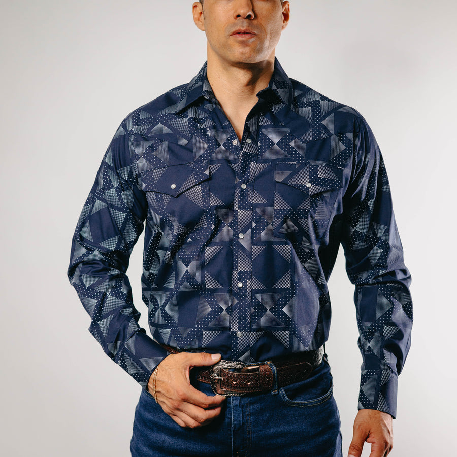 Camisa Hannover Estampada Navy Rombos 300