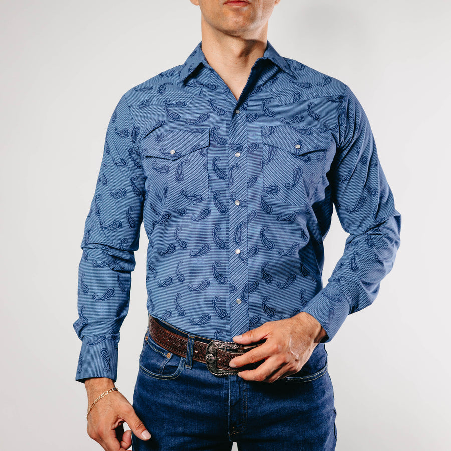 Camisa Hannover Estampada Azul Amibas 308