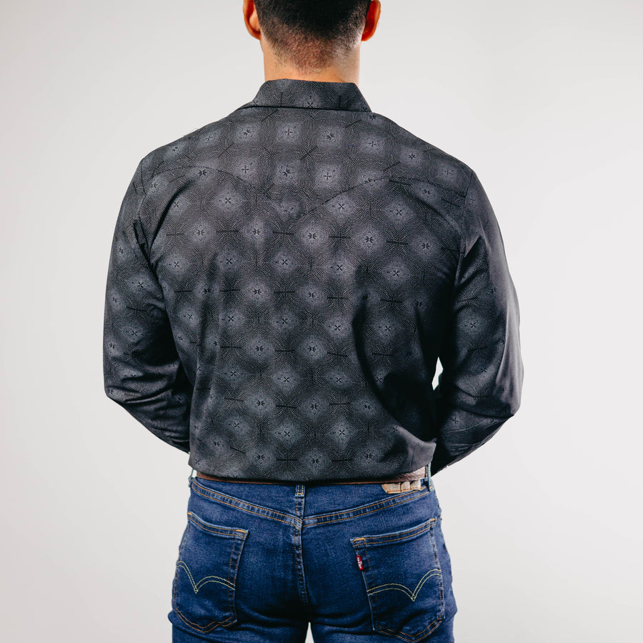 Camisa Hannover Estampada Negro Flor 309