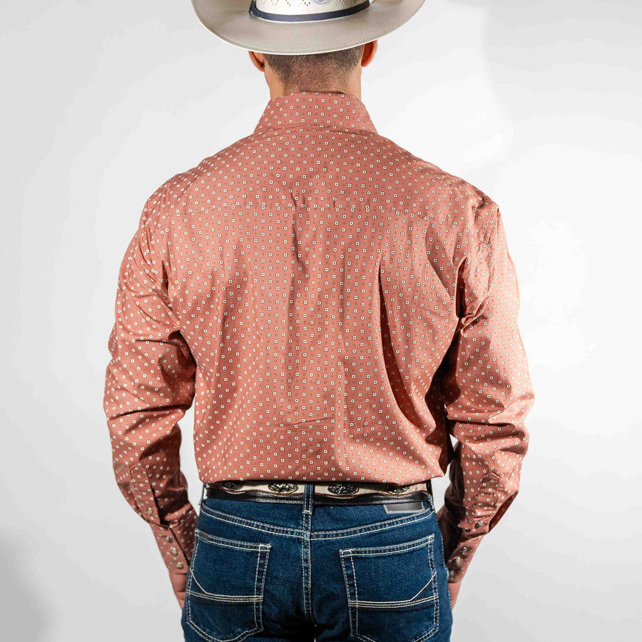 Camisa Wrangler George Strait Estampada Color Salmón