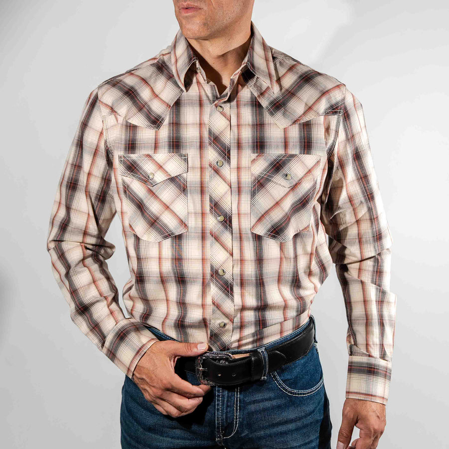 Camisa Wrangler 20X Cuadros Beige Café