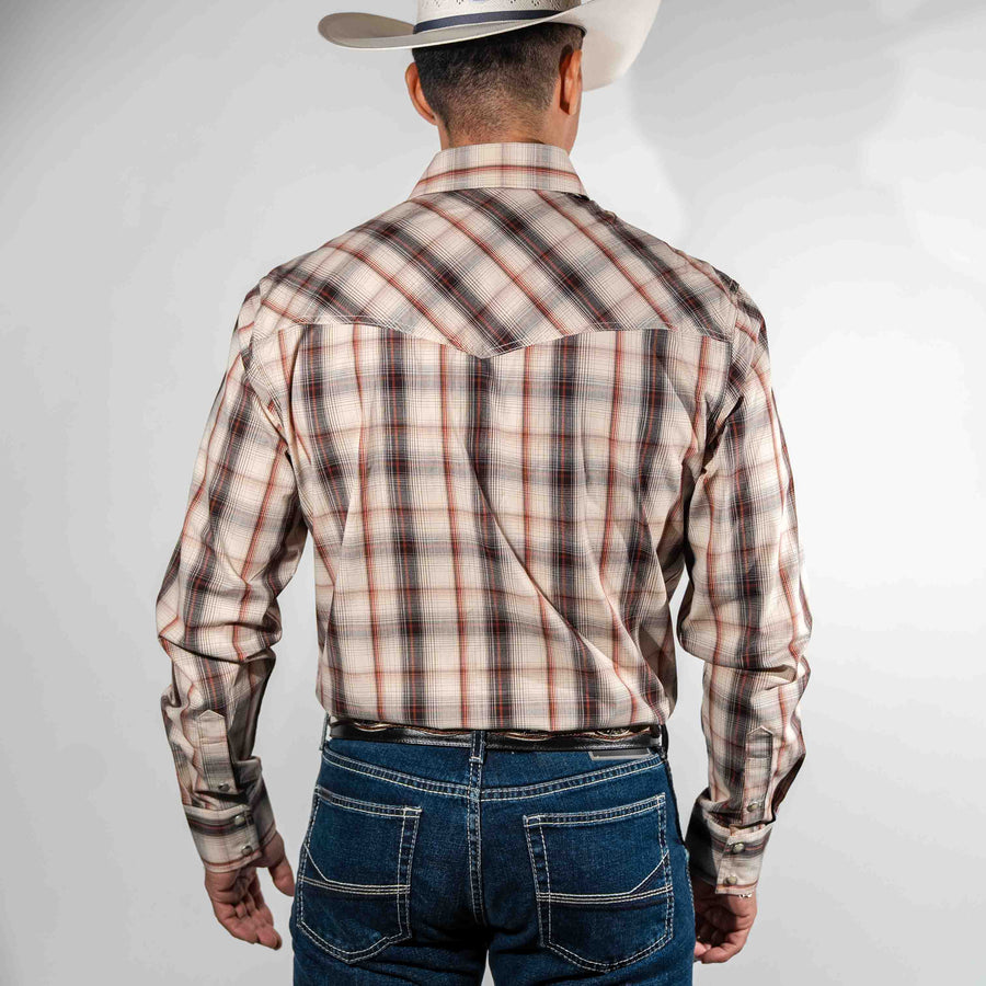 Camisa Wrangler 20X Cuadros Beige Café