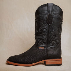 Bota Tejano Style Cuello De Toro Negro Hombre 027