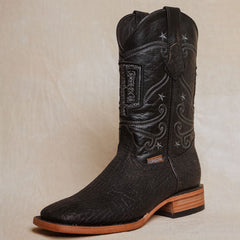 Bota Tejano Style Cuello De Toro Negro Hombre 027