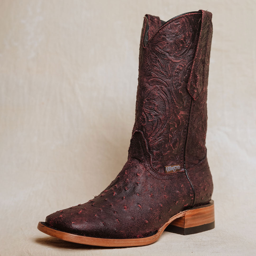 Bota Tejano Style Ave Print Black Cherry Hombre 029