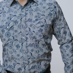 Camisa Wrangler Twenty X Est Azul 203