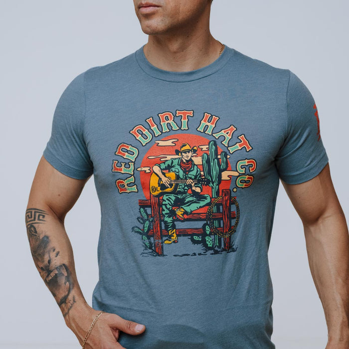 Playera Red Dirt Singing Cowboy Blue 008