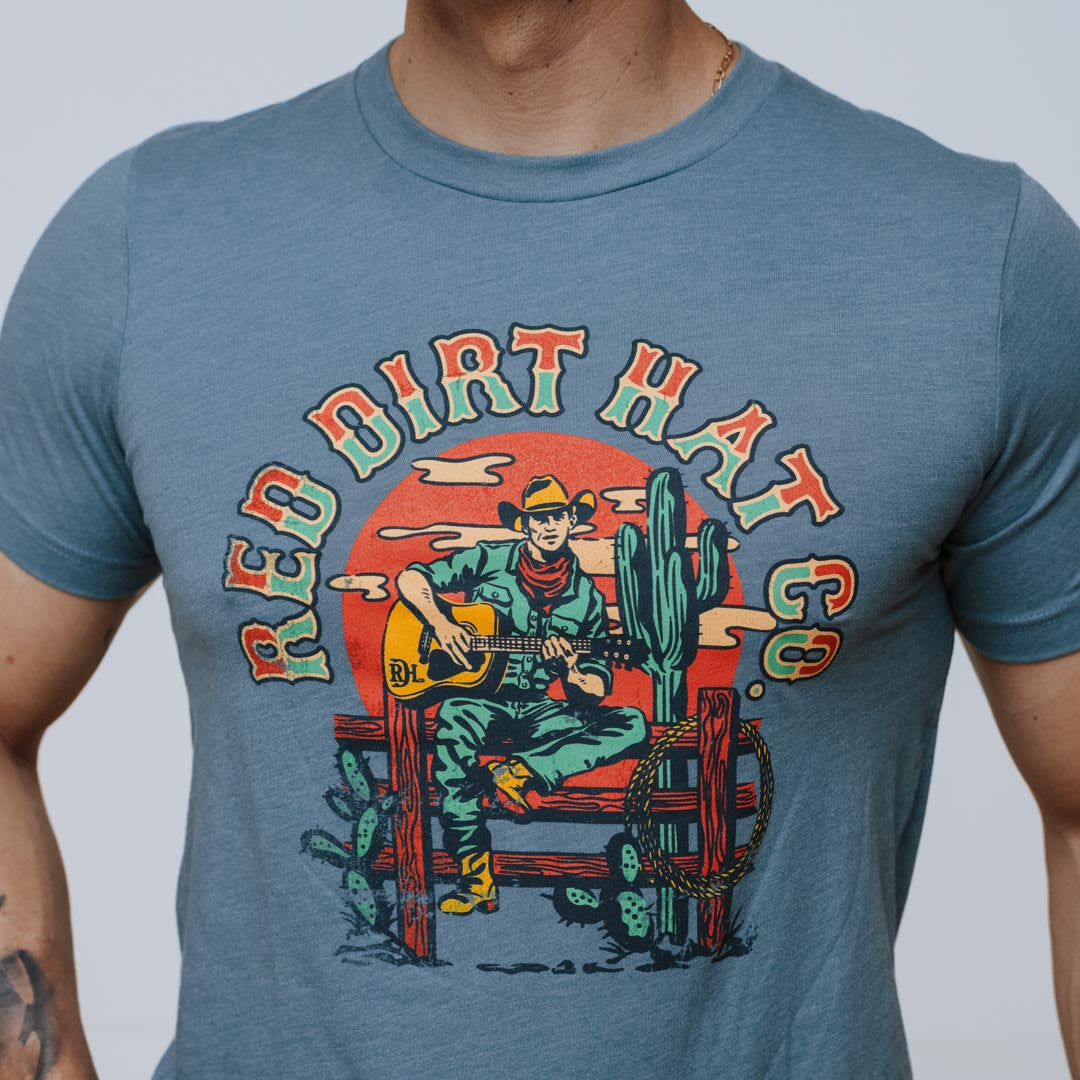 Playera Red Dirth Singing Cowboy Blue 008