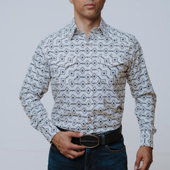 Camisa American West Est Blanco Rombos 020