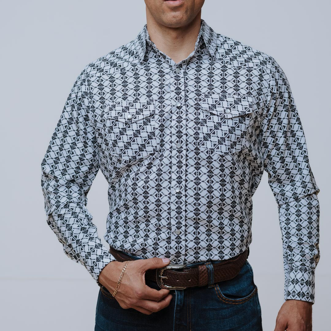 Camisa American West Est Blanco Navajo 022