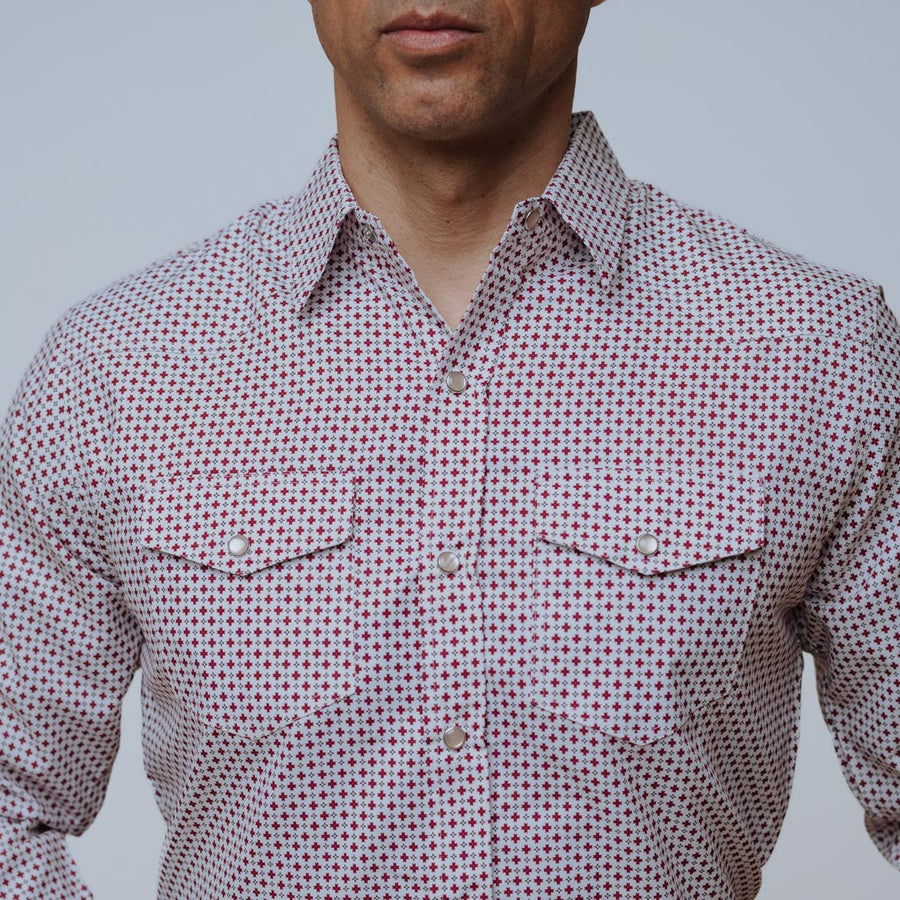 Camisa American West Estampada Blanco Cruz 023