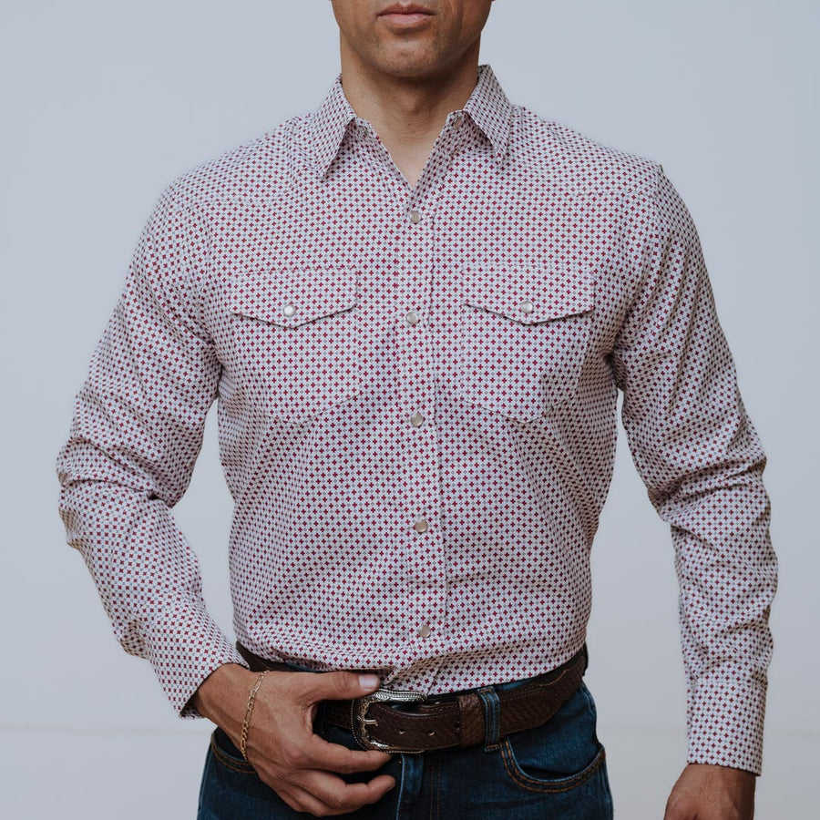 Camisa American West Estampada Blanco Cruz 023