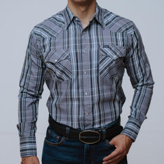 Camisa Wrangler Cua Gris Rayas 190