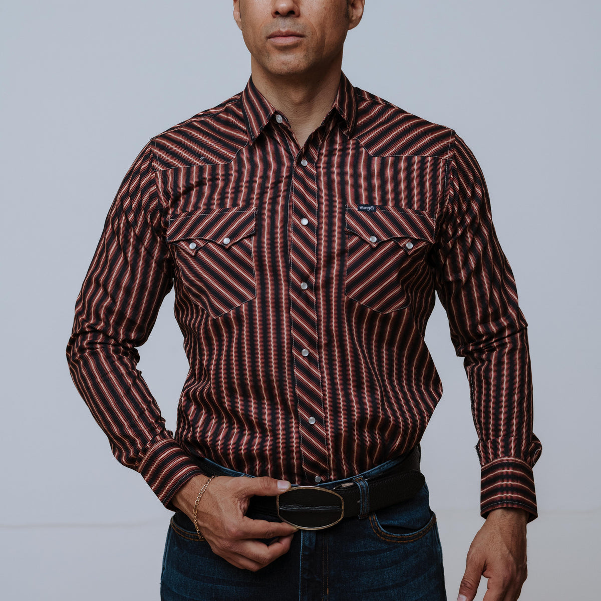 Camisa Wrangler Retro Rayas Negro 192