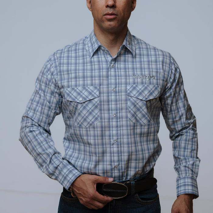 Camisa Wrangler Cuadros Gris/Blanco Logo 197