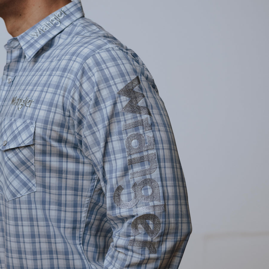 Camisa Wrangler Cuadros Gris/Blanco Logo 197