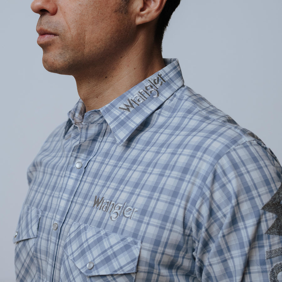 Camisa Wrangler Cuadros Gris/Blanco Logo 197