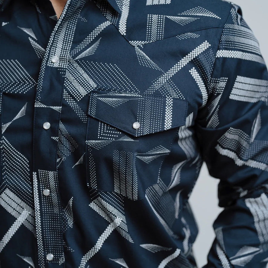 Camisa Hannover Estampada Puntos Azul Blanco 330 B