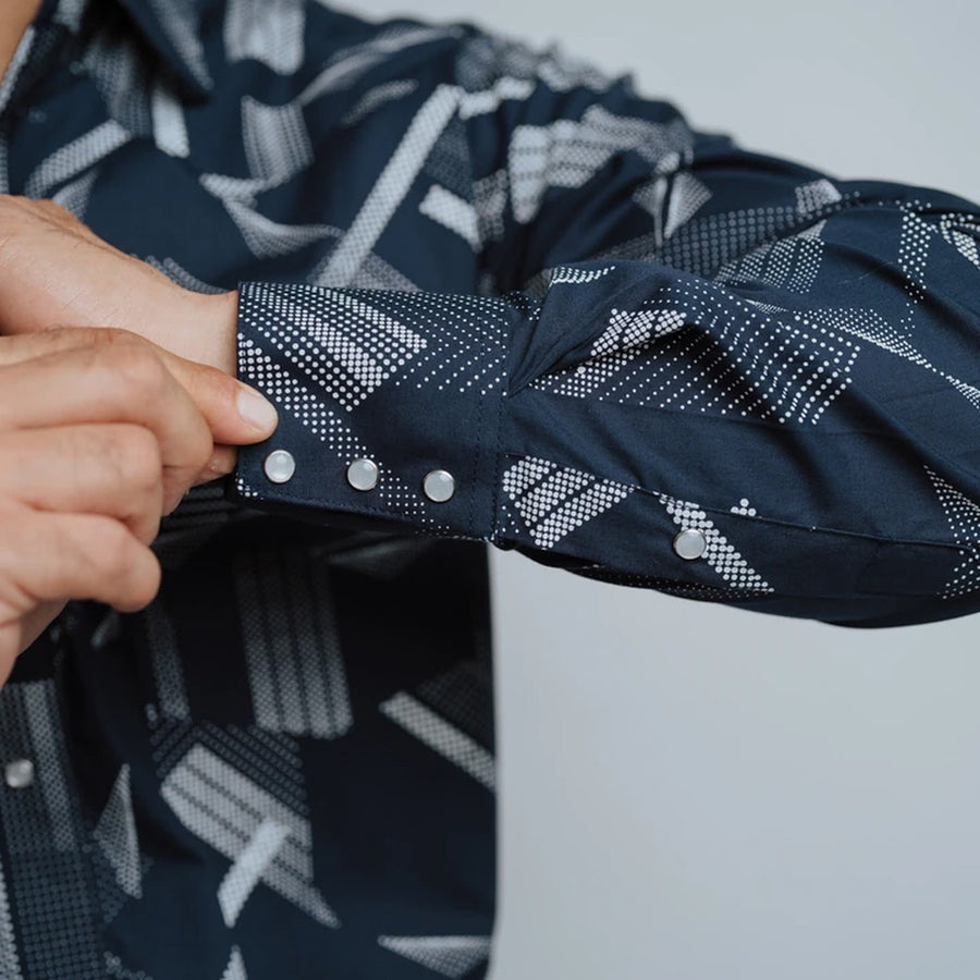 Camisa Hannover Estampada Puntos Azul Blanco 330 B
