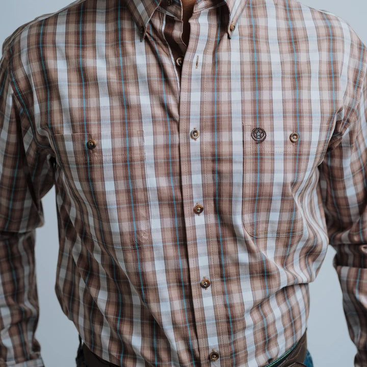 Camisa Wrangler George Strait Cuadros Café/Blanco 228