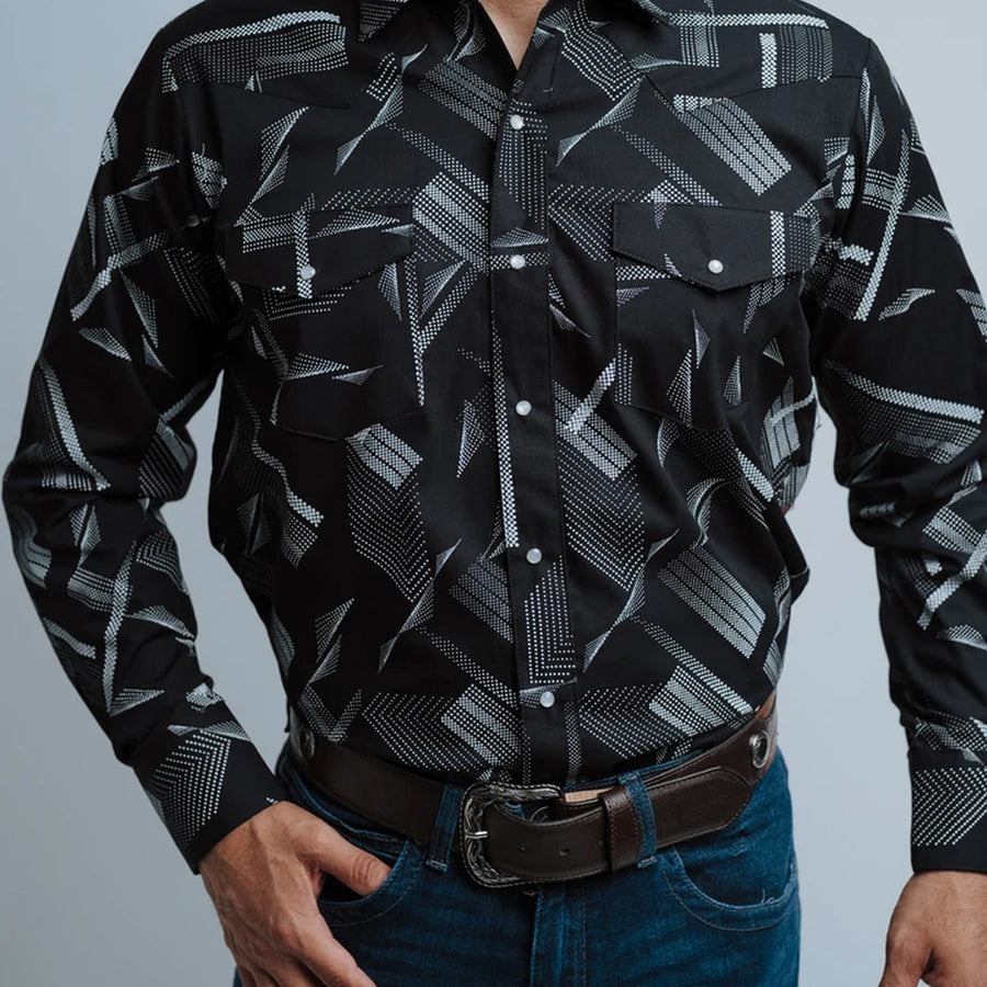 Camisa Hannover Estampada Puntos Negro Blanco 332