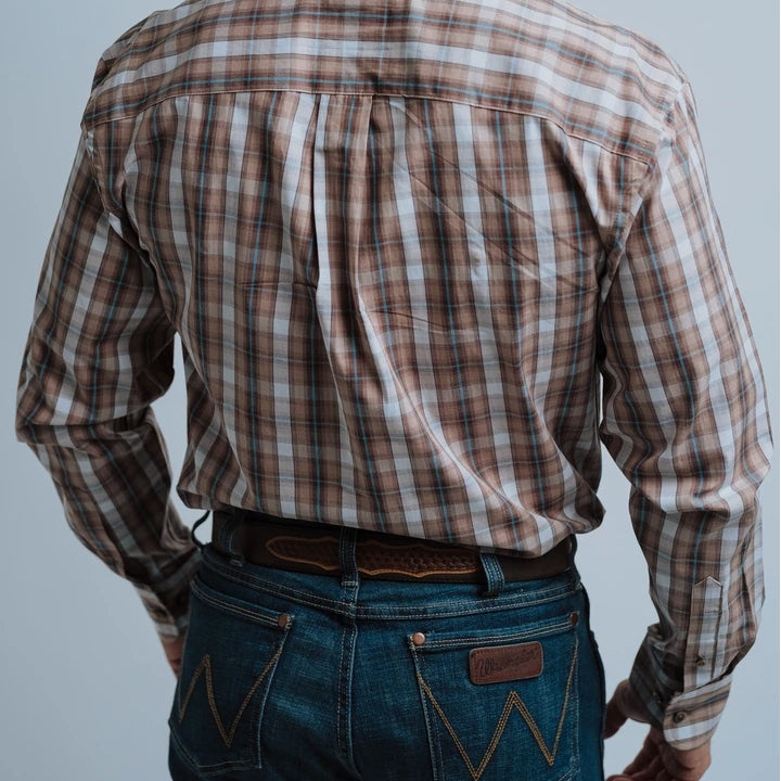 Camisa Wrangler George Strait Cuadros Café/Blanco 228