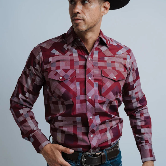 Camisa Hannover Estampada Puntos Vino Blanco 333