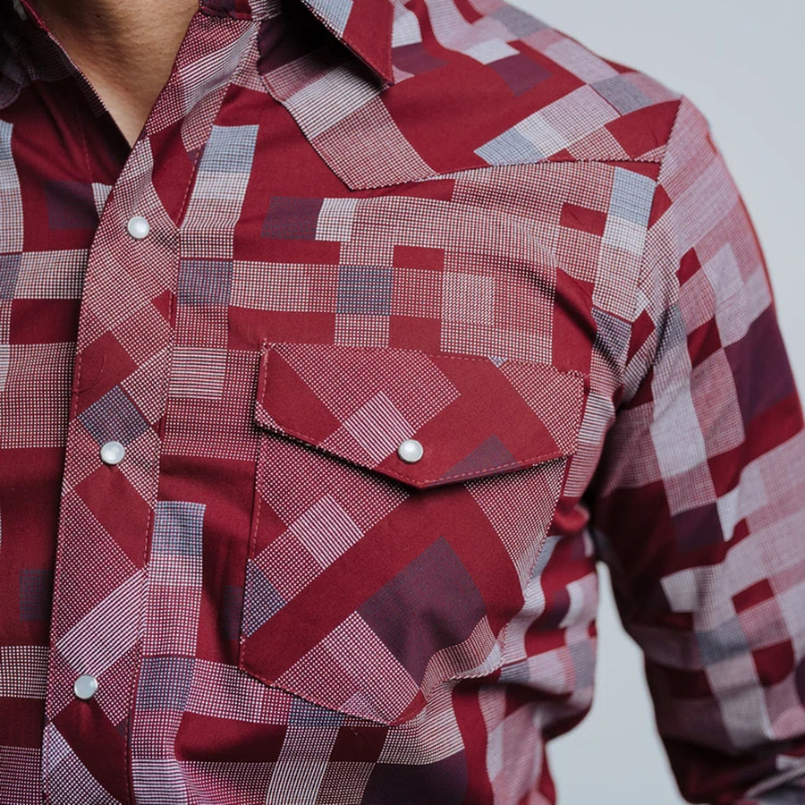 Camisa Hannover Estampada Puntos Vino Blanco 333