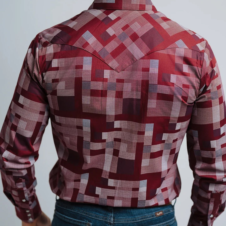 Camisa Hannover Estampada Puntos Vino Blanco 333