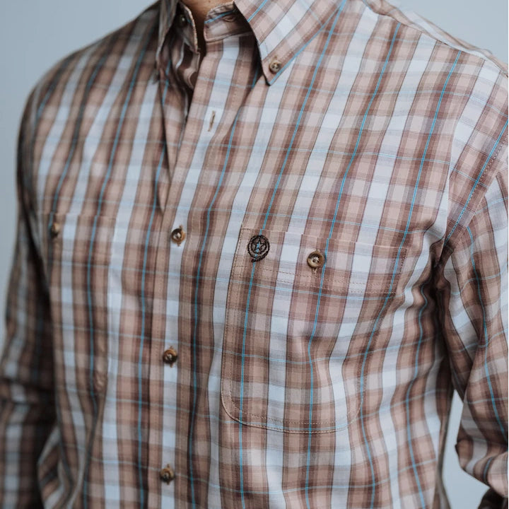 Camisa Wrangler George Strait Cuadros Café/Blanco 228