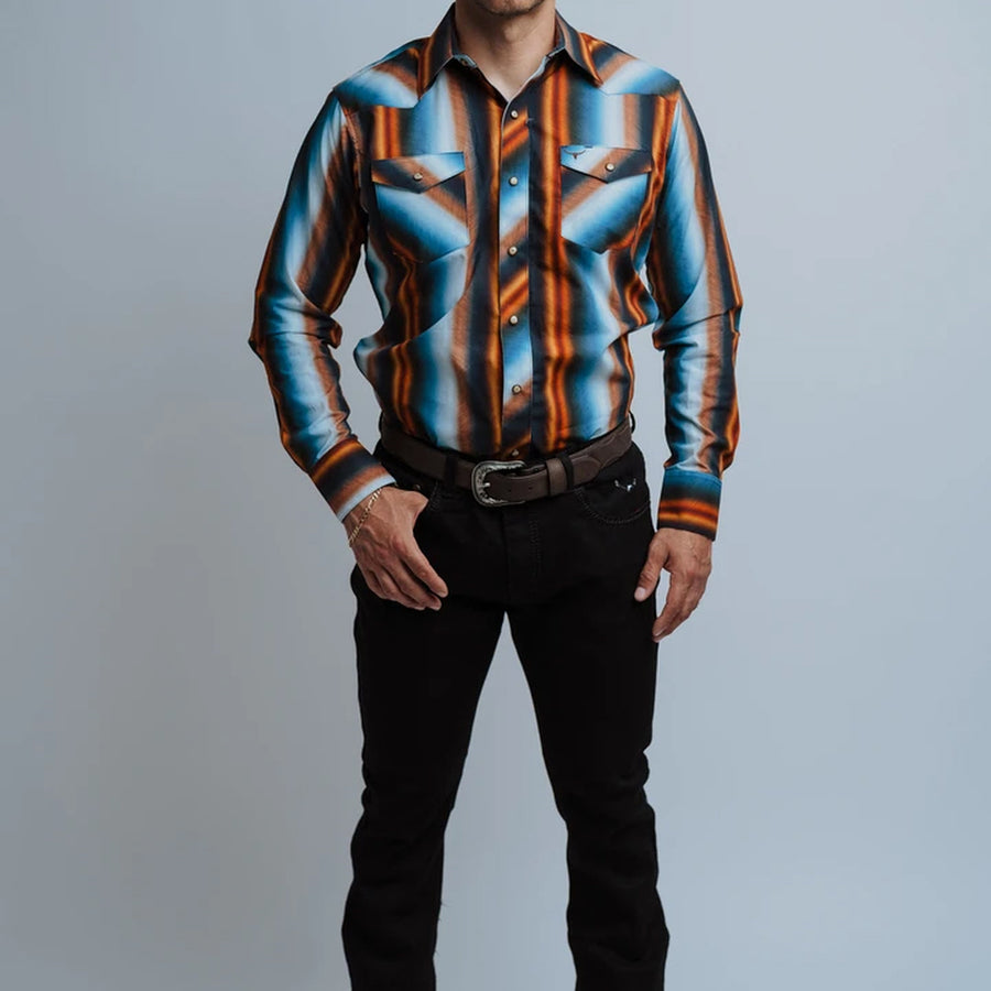 Camisa Rodeo West Estampada Naranja/Negro 031