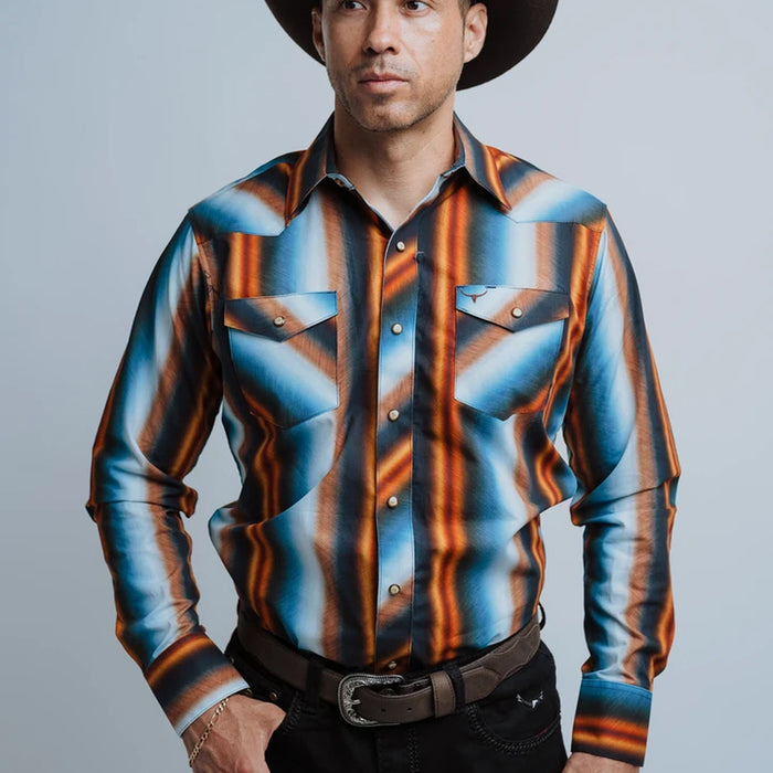 Camisa Rodeo West Estampada Naranja/Negro 031