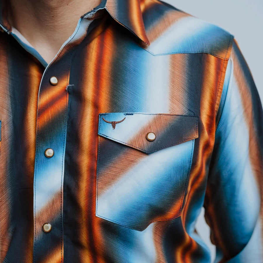 Camisa Rodeo West Estampada Naranja/Negro 031