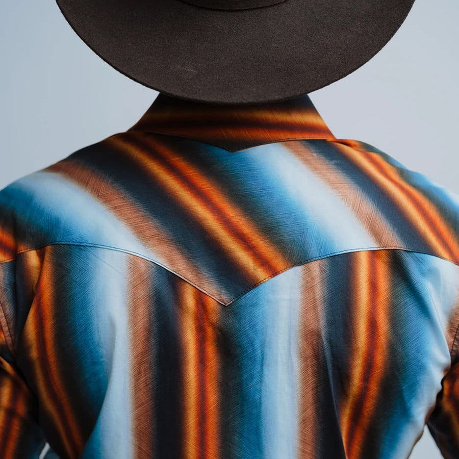 Camisa Rodeo West Estampada Naranja/Negro 031
