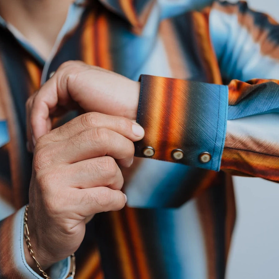 Camisa Rodeo West Estampada Naranja/Negro 031