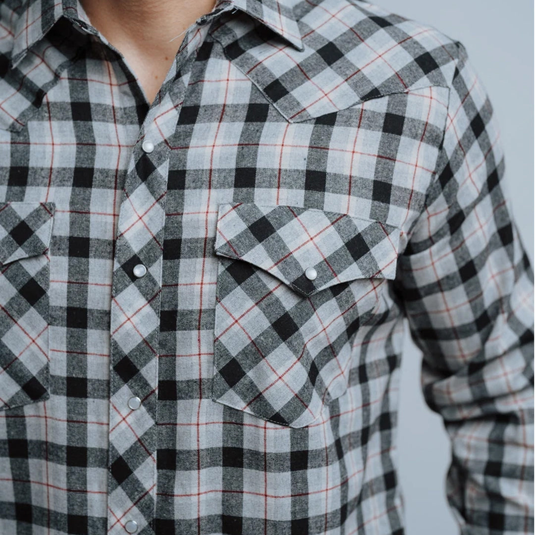 Camisa Hannover Cua Franela Gris Rojo 359