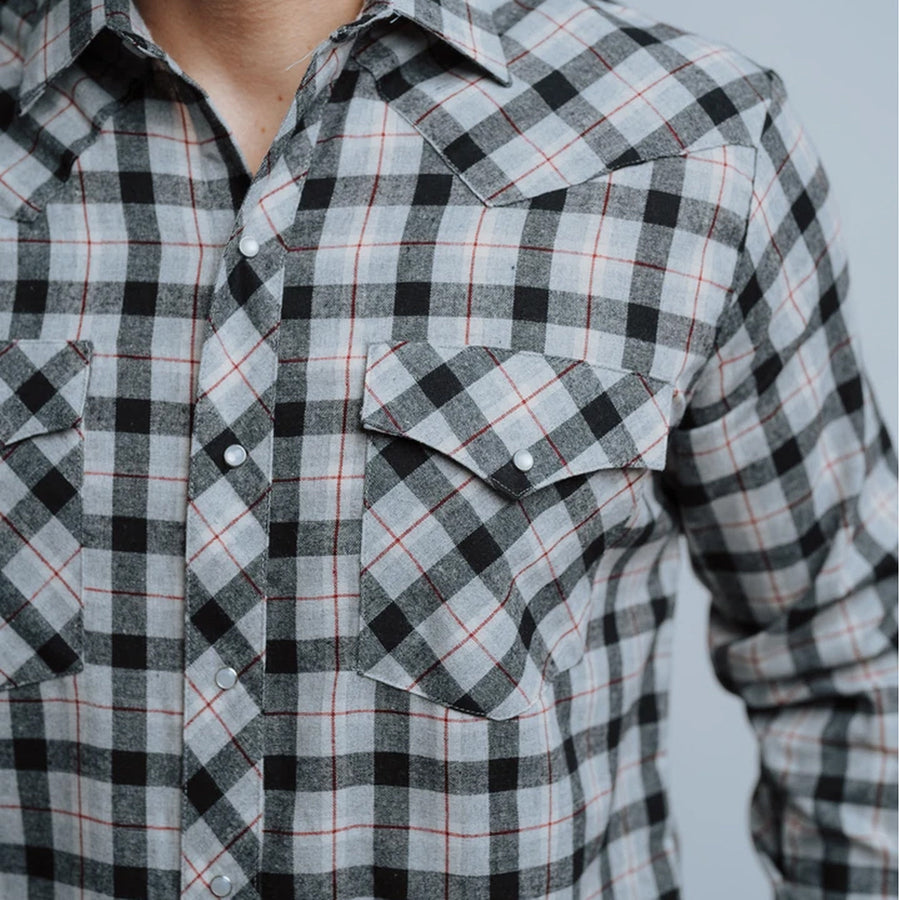 Camisa Hannover Cuadros Franela Gris Negro 360